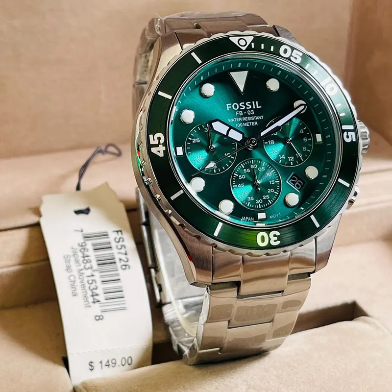 Fossil FB-03 Chronograph Quartz Green Dial Men's Watch- FS5726